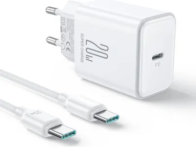 Immagine prodotto di Caricabatterie rapido NEXTBATT 20W PD + cavo USB-C 60W, 1 m - Bianco
