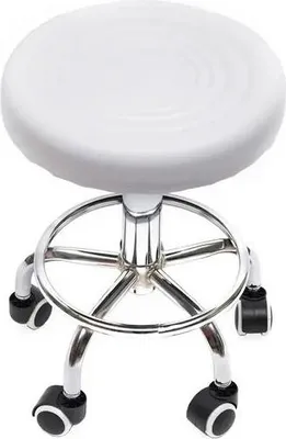 Obrázek produktu pro Stolek na kolečkách – barový stolek/salónní stolek – výškově nastavitelný – otočný o 360° – nosnost 150 kg – 45–57 cm – sedák Ø33 cm – 5 koleček – slonová kost
