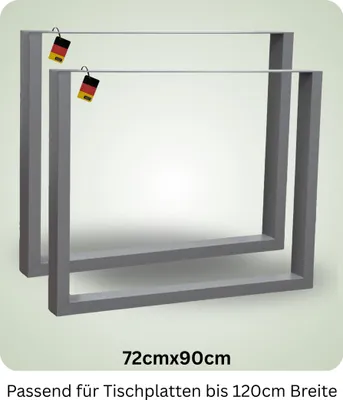Produktbild von Tischbeine Metall 90x72cm Grau – DIY Tischgestell 2er Set inkl. Schrauben