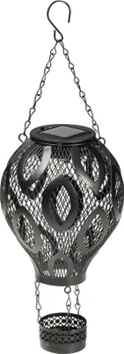 Produktbild von LED Solar Metall Heißluftballon LED Windlicht Dekolampe Schattenspiel orientalisch schwarz