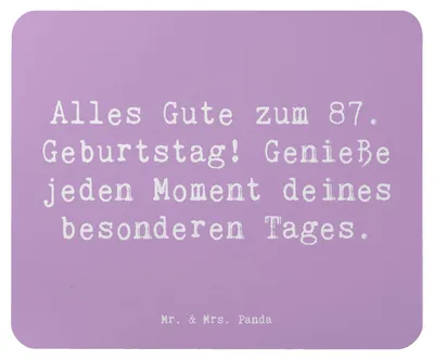 Produktbild von Mr. & Mrs. Panda Mousepad Spruch 87. Geburtstag - Lavendeltraum - Geschenk, Mouse Pad, pc mausunterlage, Geburtstagswünsche 87 Jahre, laptop, besonderen Tag genießen