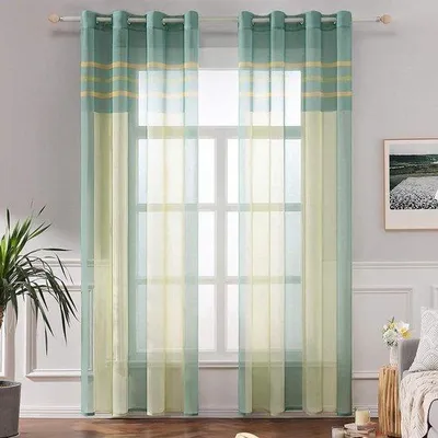 Immagine prodotto di Parete vetrata, tenda vintage (140 cm x 260 cm) verde+giallo