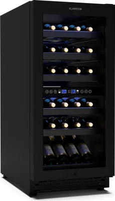 Image de Klarstein Vinovilla 30 Duo Cave à vin 2 zones - 32 bouteilles, 5-18°C, LED tactile, silencieux 39 dB, noir mat, encastrable, Cave à vin éclairée