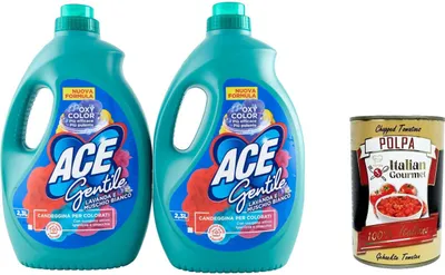 Produktbild von 2x ACE Candeggina Gentile Muschio Bianco, Weißer Moschus bleichen Delicate, Feinbleichmittel für farbige und empfindliche Produkte 2,3 Litres + Italian Gourmet polpa 400g