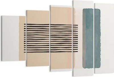 Produktbild von Bild auf Leinwand - Leinwandbild - 5 Teile - Abstraktion Grafik Linien - 150x100cm - Wand Bild - Wanddeko - Wandbilder - Leinwanddruck - Bilder - Wanddekoration - Leinwand bilder - EG150x100-5034