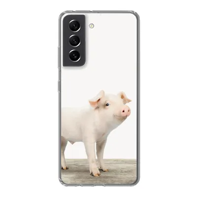 Produktbild von MuchoWow® Handyhülle Schutzhülle Hülle für Samsung Galaxy S21 FE Ferkel - Groß - Tiere - Rosa - Jungen - Mädchen - Kinder Silikon Softcase Handy Hülle - Mobiltelefonhülle