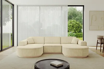 Produktbild von ALTDECOR Ecksofa in U-Form  MARI-U1-v1 -303x171x83 cm Beige -  Corner Sofa Bett Eckcouch Couch L-Form Wohnlandschaft Cauchsofa