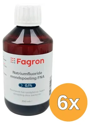 Productafbeelding van 6x Fagron Mondspoeling 0.1% Natriumfluoride (250 ml)