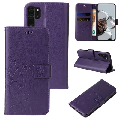 Produktbild von Handyhülle für Huawei P30 Pro Floral Blumen Schmetterling Flip Cover Hülle Case Klapphülle Handytasche Farbe: Violett
