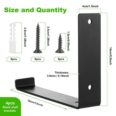 Imagen del producto de Inovra - Soportes para estantes s - Juego de 4 - Alta calidad - Soporte en forma de L - Montaje en pared - Soporte para hasta 20 kg - Hierro de alta calidad - Soportes para estantes