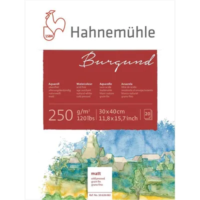Produktbild von Hahnemühle Burgund Aquarellblock - 250 g/m² - matt - 30 x 40 cm - 20 Blatt