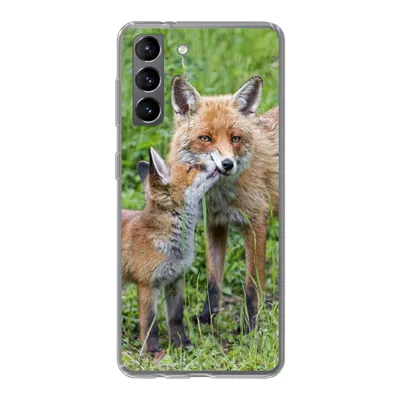 Produktbild von MuchoWow® Handyhülle Schutzhülle Hülle für Samsung Galaxy S21 Füchse - Kind - Gras Silikon Softcase Handy Hülle - Softcase