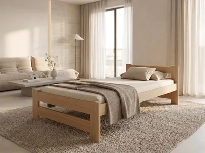 Produktbild von Massivholzbett 100x200 cm Kiefer Natur | Einzelbett inkl. Lattenrost | Unbehandeltes Holzbett für Jugendzimmer & Gäste