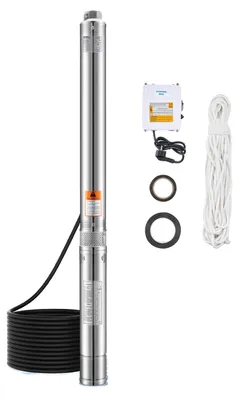 Image de Pompe de puits profond VEVOR, puissance de sortie 550W, débit 100L/min, hauteur de refoulement 53m, avec 20m de câble, boîtier deexterne, pompe en inox, IP68