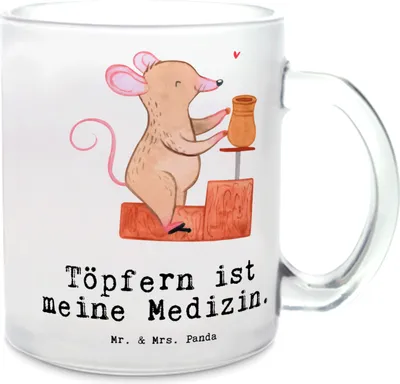 Produktbild von Mr. & Mrs. Panda Teetasse Maus Töpfern - Transparent - Geschenk, Tee Tasse, Töpferei, aus Glas, getränkebecher, Pott, Töpferkurs, Motivtasse
