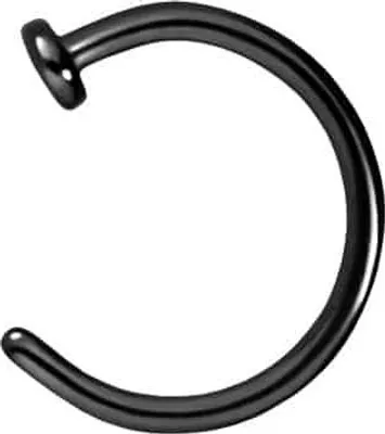 Produktbild von Nasenpiercing, Nasenstecker Titan Nasenring offen PLATTE Schwarz Innendurchmesser: 6mm + Stabstärke: 0,8mm