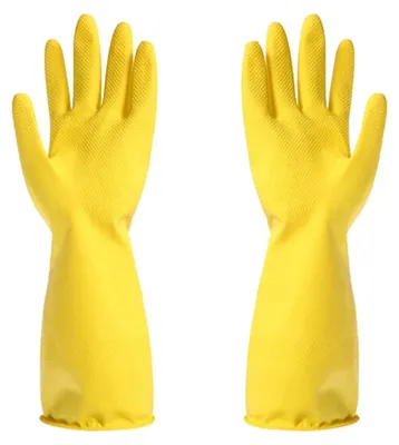 Obrázek produktu pro 3 páry opakovaně použitelných domácích rukavic, gumové rukavice na mytí nádobí, extra silné, s dlouhými rukávy [žluté]