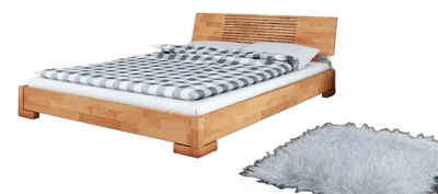 Produktbild von Bett Bento 11 Sonderlänge 160x190 Kernbuche massiv Holzkopfteil und Holzbeine