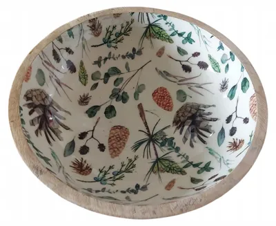 Produktbild von Dekorative Holzschale mit Pflanzenmotiv, Ø 24 cm