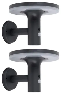 Produktbild von 2x LED Solar Wandleuchte anthrazit, Bewegungsmelder, H 21 cm