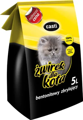 Zdjęcie produktu dla Casti Żwirek Dla Kota Bentonitowy Zbrylający Bezzapachowy Do Kuwety 5 L