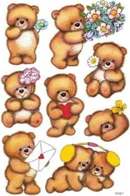 Immagine prodotto di Etichette decorative Orsetti con fiori 3 fogli Confezione da 10 pezzi