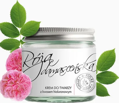 Image de e-FIORE Crème naturelle anti-âge à la DAMASCINE ROSE et à l'acide hyaluronique, 60ml (