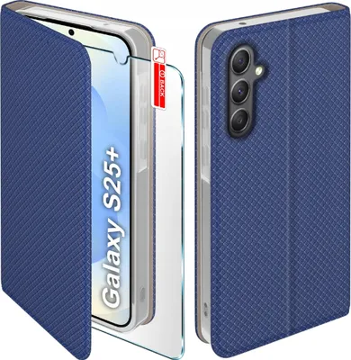 Immagine prodotto di Etui z klapką do Samsung S25+ Plus Zamykane Granatowe Futerał + Szkło 9H