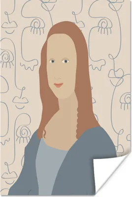 Produktbild von MuchoWow® Poster Pastell - Mona Lisa - Strichzeichnung 60x90 cm - Wanddekoration