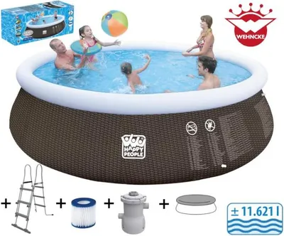 Obrázok produktu pre Happy People Quick Up Pool Set 450 x 106 cm v ratanovom dizajne s príslušenstvom