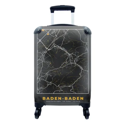 Produktbild von MuchoWow® Koffer Handgepäck Trolley Rollkoffer Kleine Reisekoffer mit 4 Rollen - Stadtplan - Karte - Baden Baden - Gold - Deutschland - Karte - Cabin Size < 55x40x23 cm & 55x40x20 cm - Fotokoffer - Kabinenkoffer - Boardgepäck - Reise-Box - Reisekoffer - Reisegepäck - Koffer mit Bild - Trolley für Kinder