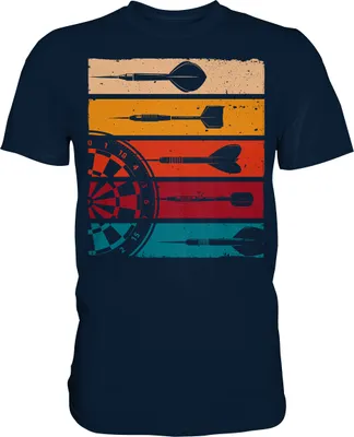 Produktbild von Retro Dartscheibe Dart Team Darts Pfeile T-Shirt – Navy / 4XL