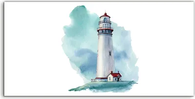 Produktbild von Coloray Acrylbild 100x50  Wandbild Acrylbilder handgezeichnet Aquarell Leuchtturm