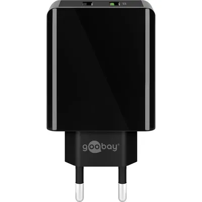 Obrázok produktu pre Goobay 44956 Duálna rýchlonabíjačka USB-A QC (28 W) čierna, čierna - 1x pripojenie USB-A (Quick Charge 3.0) a 1x pripojenie USB-A