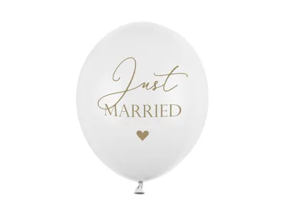 Produktbild von Luftballons 30cm mit Aufdruck Just Married 6er Set weiß / gold