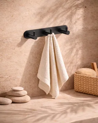 Immagine prodotto di Appendino bagno triplo nero opaco Minimal