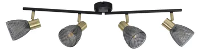 Produktbild von Deckenleuchten - 4er Spot Wand-/Deckenleuchte "LINDITA" L: 76cm, Deckenlampe im Retro Style, aus Metall und Glas in schwarz, 76 x 8,5 x 19 cm, E14-Fassung