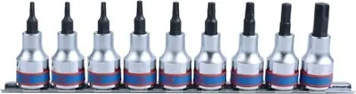 Image de Jeu de clés à douilles Torx 3/8'', 9 pièces, barre T10-T50 - Ky3109Pr8