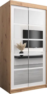 Produktbild von Kleiderschrank, Schiebetürenschrank Schlafzimmer, Schrank mit Spiegel ROMA 2 100 cm