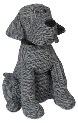 Produktbild von Türstopper Hund Türbuffer Türkeil - Stoff - Grau - 28 x 17 x 19 cm