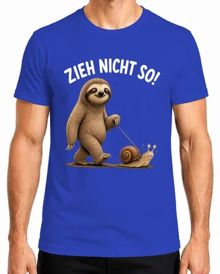 Imagen del producto de Camiseta divertida para hombre con el texto "No seas tan perezoso, caracol", ideal como regalo de cumpleaños. Color azul, talla S