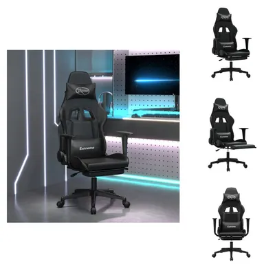 Produktbild von vidaXL Gaming-Stuhl mit Massage & Fußstütze Schwarz Kunstleder -  Gaming-Sessel