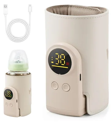 Productafbeelding van Flesverwarmer voor baby's, ideaal voor onderweg, met 6 instelbare temperaturen (38-50°C) en een batterij van 8000mAh