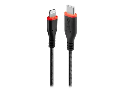 Obrázek produktu pro Lindy Lightning kabel - USB-C samec na Lightning samec - 2 m - stíněný - černý - kulatý, podporuje Power Delivery 2.0 - pro Apple iPad/iPhone/iPod (Lightning)
