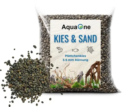 Produktbild von AquaOne 5 kg Plättchenkies 3-5mm Hochwertiger Grober Natursteinkies für Aquarien
