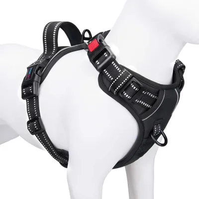 Productafbeelding van Antizwangerschaps-hondentuig voor kleine honden, reflecterend, verstelbaar, met handgreep, maat XS, zwart