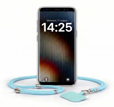 Produktbild von Handyhülle für Samsung Galaxy S8 mit Handykette Band in Hellblau Kordel Hülle Case Schutzhülle Transparent