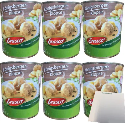 Produktbild von Erasco 6 Königsberger Klopse in cremiger Kapernsauce 6er Pack (6x800g Dose) + usy Block