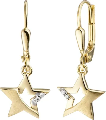 Produktbild von JOBO Ohrhänger Stern 333 Gold Gelbgold mattiert 4 Zirkonia Ohrringe Goldohrringe