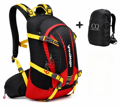 Image de CarryQuest® - Sac à dos de vélo 20L, nylon, avec housse de pluie rouge